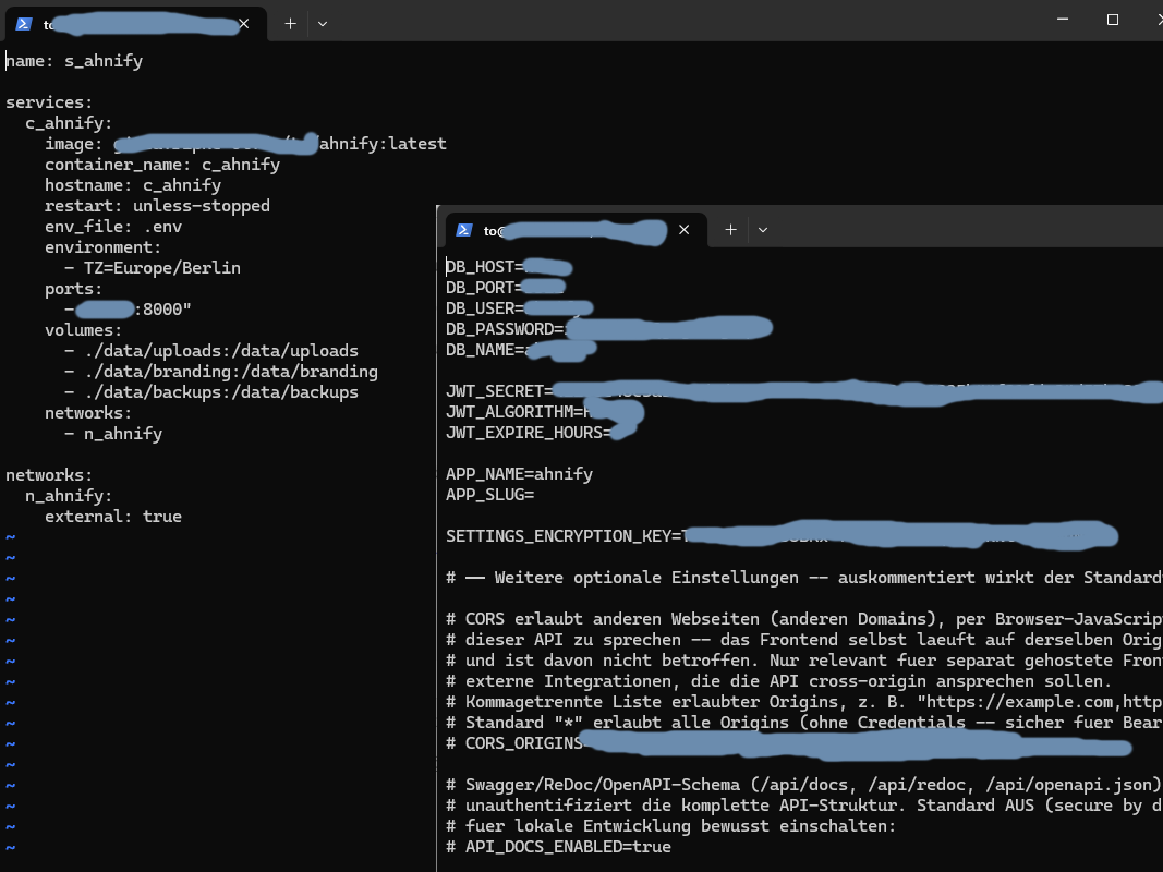 Terminal-Ausschnitt eines Beispiel-Setup-Laufs