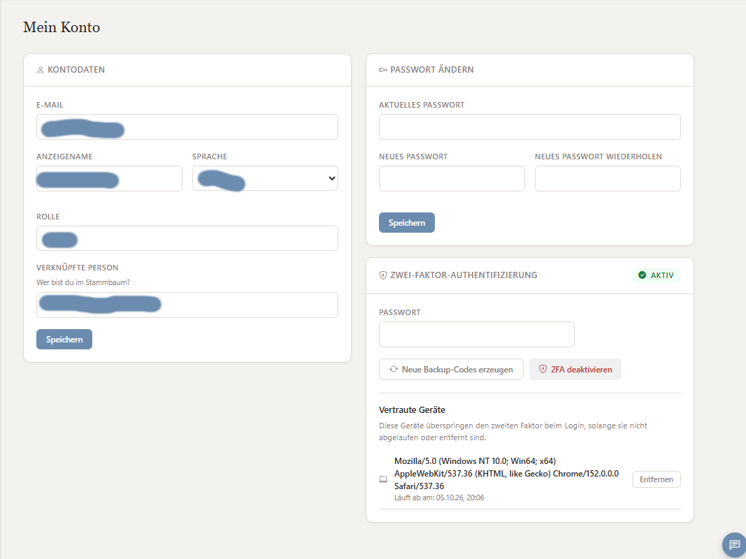 Zwei-Faktor-Authentifizierung mit Backup-Codes